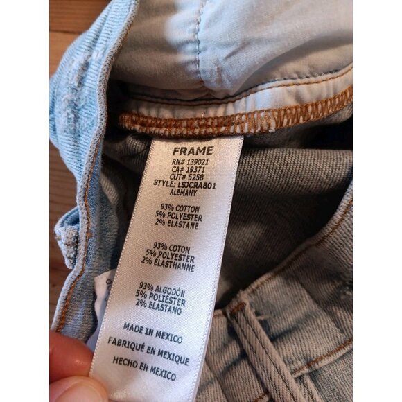 Frame Jeans Womens 27 Le Skinny De Jeanne Crop Light Wash Distressed Stretch - Picture 8 of 8